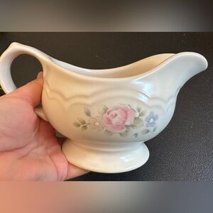 Pfaltzgraff  Gravy Boat with Pink Rose Floral Motif